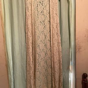 Beige LulaRoe long Woman’s kimono with side splits